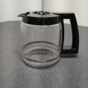 Cuisinart 12 Cup Replacement Coffee Carafe Glass Pot Black Lid DCC-1200 DCC-1100